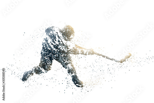 Принти на полотні silhouette of ice hockey from particles 1. white background.