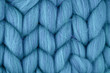 Detail of blue chunky merino wool.