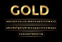 Golden Glossy Font, Gold Alphabet, Gold Text