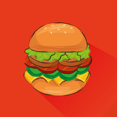 Sticker - delicious hamburger fast food icon vector illustration design