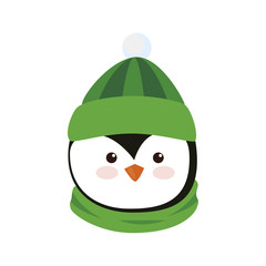 Canvas Print - head of merry christmas cute penguin character vector illustration design