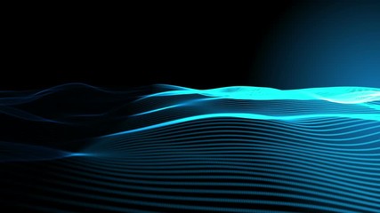 Poster - Elegant blue horizontal strings waving in a beautiful smooth organic motion. 3D rendering