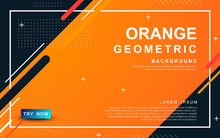 Abstract Orange Background. Geometric Element Design With Dots Decoration.