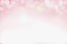 Beautiful Pink Bokeh Background Perfect For Valentines Day Or Wedding Invitations. Free Space For Text. 