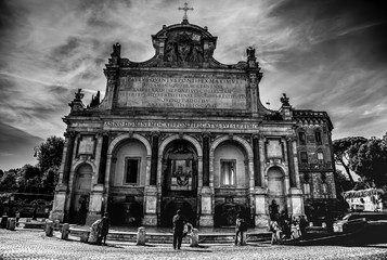 Wall Mural - Acqua Paola fountain in Rome in black and white