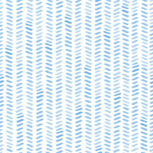 Seamless Blue Watercolor Pattern On White Background. Watercolor Seamless Pattern With Stripes And Lines.