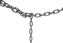 Metal Chain Isolated On White Background With Clipping Path