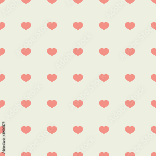 Color coral gable hearts isolated on white Dove color background. Vector seam...