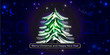 © hockey_mom - 2020. Beautiful fluffy fir tree under snow with moon and Santa. Christmas tree illustration. Isolated Christmas tree.