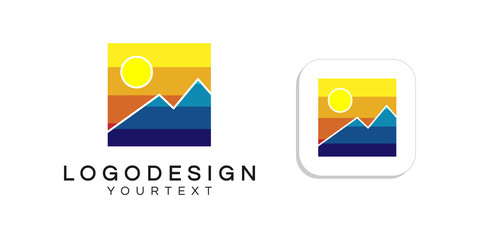 Poster - landscape logo design. icon app smartphone color full