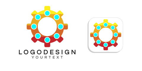 Fototapete - technology logo design. icon app smartphone color full