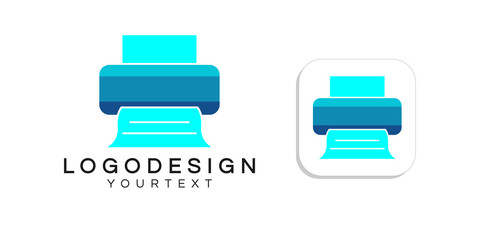 Poster - printer logo design. icon app smartphone color full