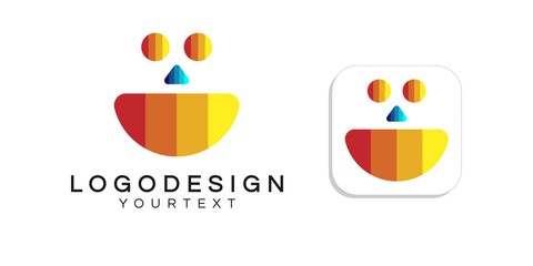 Poster - happy logo design. icon app smartphone color full
