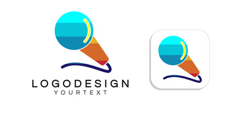Poster - microphone logo design. icon app smartphone color full