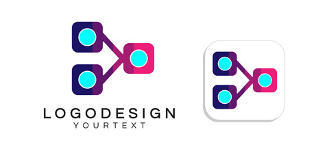 Fototapete - share file logo design. icon app smartphone color full