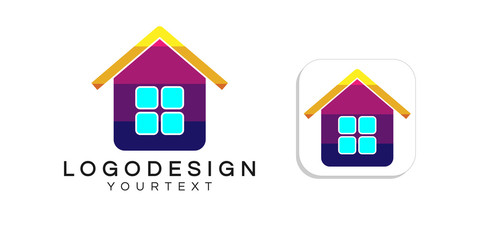 Poster - home and hotel logo design. icon app smartphone color full