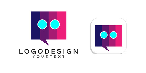 Poster - chat logo design. icon app smartphone color full