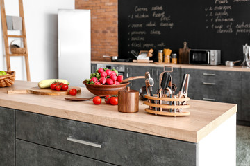 Interior of beautiful modern kitchen