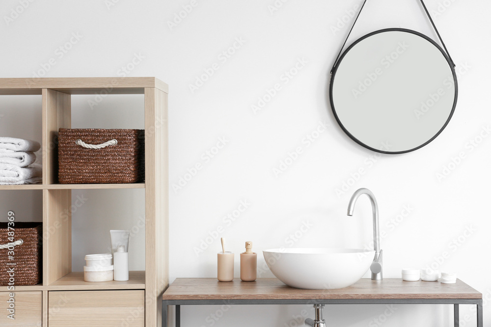 Interior of modern clean bathroom