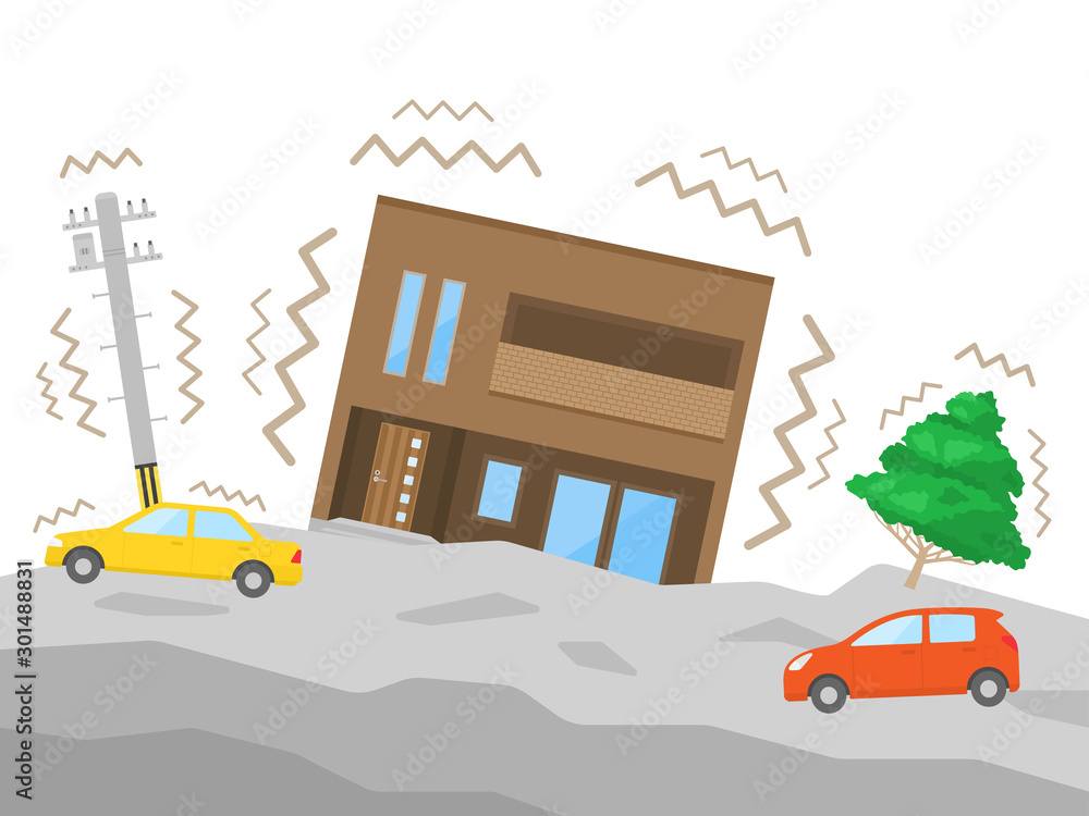 地震のイラスト Asphalt Poster Asphalt Asphalt Posters R Design