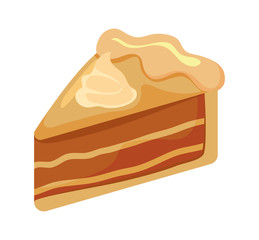 Sticker - delicious portion of cake on white background