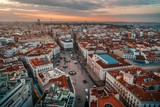 Fototapeta  - Madrid Puerta del Sol aerial view