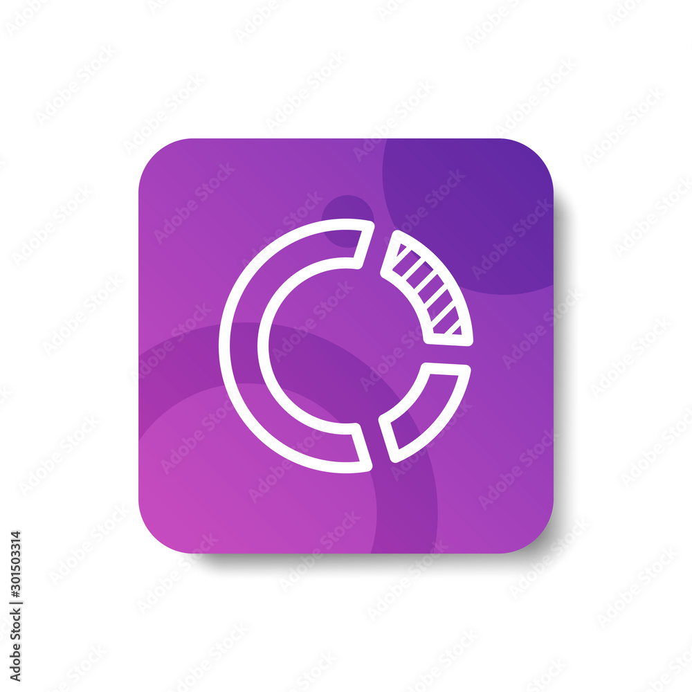 pie chart round icon in outline / line and stripes style with colorful ...