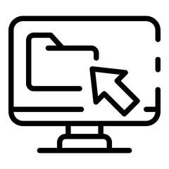 Poster - Computer and folder icon. Outline computer and folder vector icon for web design isolated on white background