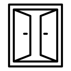 Poster - Double door open inside icon. Outline double door open inside vector icon for web design isolated on white background