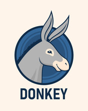 Donkey Head. Cute Donkey Vector Character Mascot