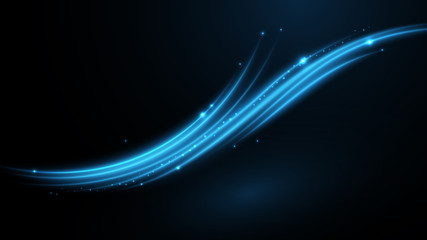 Wall Mural - blue wave illustration with shine line background