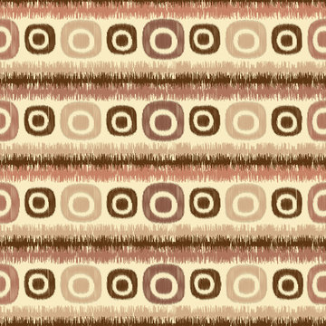Seamless abstract pattern in scribble style with the image of oval geometric shapes and stripes.