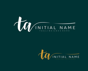 T A Initial handwriting logo vector. Hand lettering for designs.