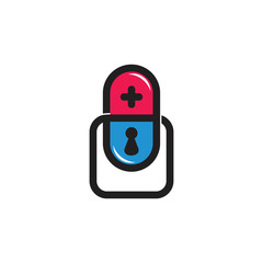 Wall Mural - pills health lock symbol vector