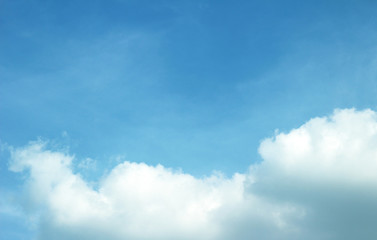 blue sky with white clouds, copy space.