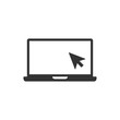 Laptop computer icon in flat style. Cursor on notebook vector illustration on white isolated background. Monitor business concept.
