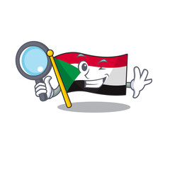 Wall Mural - detective flag sudan with mascot funny cartoon