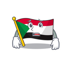 Wall Mural - flag sudan character in cartoon shape afraid