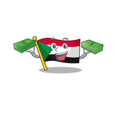 Poster - flag sudan character in cartoon shape holding money