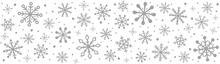 Panoramic Header With Beautiful Snowflakes. Christmas Decoration. Vector