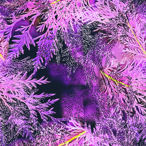 Twigs seamless pattern floral art.