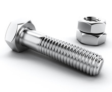 3D Rendering Beautiful Chrome Bolt And Two Nuts