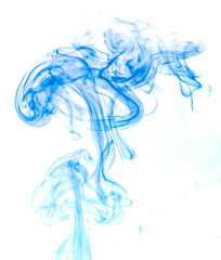 Blue smoke on white background