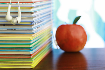 Wall Mural - A stack of books. Textbooks on the table. Tutorials are on the desk.