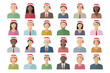 Men and women in red Christmas hats. Set of human avatars. Vector.