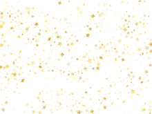 Flying Gold Star Sparkle Vector With White Background.