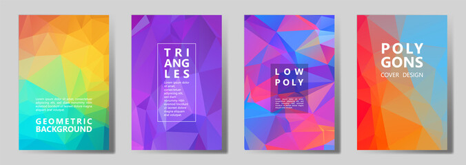 Facet polygonal abstract cover pages, low poly set