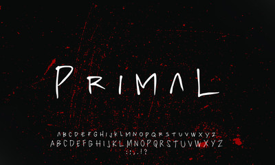 Poster - primal brush font alphabet handwritten vector design illustration