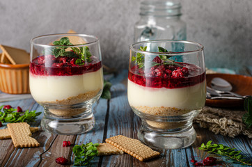 Delicious dessert in glass