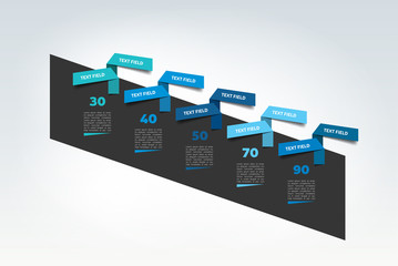 Wall Mural - Infographic timeline banner. Step by step report template. Vector.